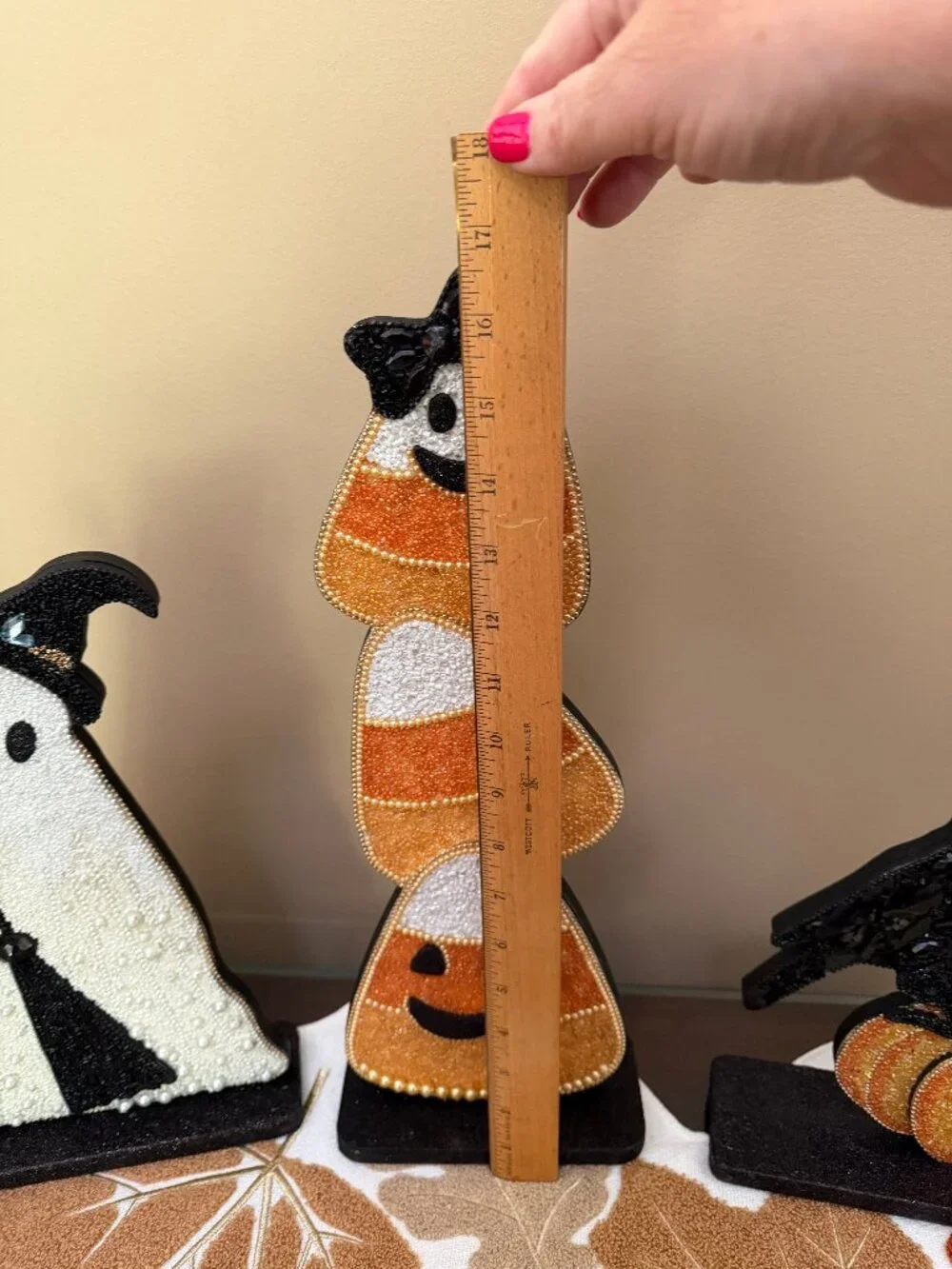 U CHOOSE Halloween table decor SEQUINED/GLITTERY Ghost, Crow, Candy Corn NWT
